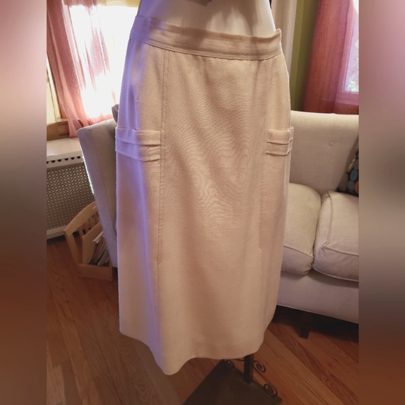 Vintage Cottage Tailor Linen  Cream Skirt  12 - Picture 1 of 4